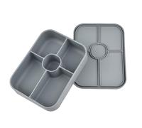Qusinfc Boîte à bento en silicone conviviale avec 5 sections individuelles avec couvercle résistant aux déversements, porte-repas pour usage domestique, camping, boîte à déjeuner anti-fuite