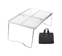 Qusinfc Table de barbecue avec grille en acier inoxydable | Table de pique-nique pliable en acier inoxydable avec pieds et sac de transport