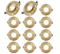 QUSYZD Ensemble de 12 Spots encastrés LED, luminaires directionnels de 9,7 cm (3,8 Pouces), boîtiers LED Ronds en Laiton doré réglables et à intensité Variable, pour Salon ou Couloir,Brass