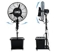 QUSYZD Ventilateur brumisateur oscillant sur Pied à 45°, 3 Vitesses, pour terrasse extérieure, Hauteur réglable, réservoir de 42 L, Style Industriel, Noir, diamètre,Fan blade650mm