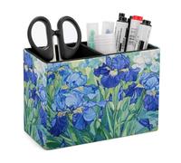 Quteprint Porte-stylos, crayons de bureau en cuir synthétique Van Gogh, fleurs d'iris - Porte-crayons - Rangement pour papeterie, pinceaux de maquillage, stylos pour bureau et maison
