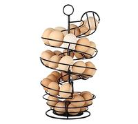 QUTREY Pelle à œufs en métal noir, design en spirale avec panier de rangement pour comptoir, cuisine, 2 rails pour œufs médicaux