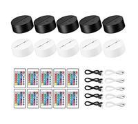 Qutsvosh Lot de 10 bases de lampe LED 3D + télécommande + câble USB, 16 couleurs de lumière pour acrylique