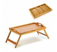 Quttin Plateau Table Pliant en Bambou - Plateau DE Service ET Petit-DÉJEUNER AU LIT