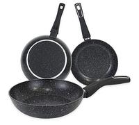 Quttin Sarten Antiadhésif Aluminium avec revêtement résistant Casserole en aluminium forgé avec couvercle en verre, convient à tous les types de cuisinières Modèle Select Noir Diamètre 22 cm