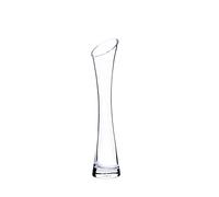 QUUPY Petit vase de 20 cm de haut avec un cou fin et étroit, vases en verre transparent à bouche petite pour la décoration de la maison, salon, bureau et centres de table, transparent