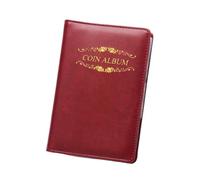 QuxetlRyz Raccolta Monete Album Durable Crown/Rose Print Coin Album PU Leather Mini Pocket Coins Collection Book 120 Pockets Holder Booklet Collector(Red 2)
