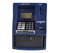 QUXVUIS Tirelire Jouet avec éléments éducatifs Comprenant Un Mini Distributeur Automatique de Billets et Un Affichage du Solde pour Les Jeunes Enfants, Bleu foncé, 13 x 13.5 x 17 cm