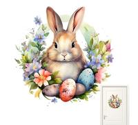Quzente Stickers Muraux Lapin de Pâques,Stickers Lapin de Pâques - Autocollant Mignon de Lapin de Pâques pour Toilettes et Mur | Autocollant de Pâques décoratif Floral Auto-adhésif avec Motif Floral