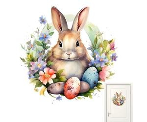 Quzente Stickers Muraux Lapin de Pâques,Stickers Lapin de Pâques - Autocollant Mignon de Lapin de Pâques pour Toilettes et Mur | Autocollant de Pâques décoratif Floral Auto-adhésif avec Motif Floral