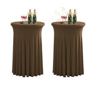 QVMQVM 80cm Nappe Mange Debout pour Table Haute avec Jupe, 2/3/4/5pcs Housse pour Table Haute de Reception Ronde, Nappe de Cocktail pour Mariage événement Bistrot,Coffee2,2pcs