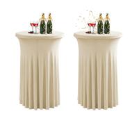 QVMQVM 80cm Nappe Mange Debout pour Table Haute avec Jupe, 2/3/4/5pcs Housse pour Table Haute de Reception Ronde, Nappe de Cocktail pour Mariage événement Bistrot,Champagne,2pcs
