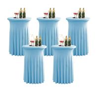 QVMQVM 80cm Nappe Mange Debout pour Table Haute avec Jupe, 2/3/4/5pcs Housse pour Table Haute de Reception Ronde, Nappe de Cocktail pour Mariage événement Bistrot,Blue2,5pcs