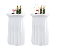 QVMQVM 80cm Nappe Mange Debout pour Table Haute avec Jupe, 2/3/4/5pcs Housse pour Table Haute de Reception Ronde, Nappe de Cocktail pour Mariage événement Bistrot,Blanc,2pcs