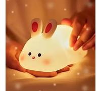 QWEOHBUA Big Face Rabbit Light, 2024 Nouvelle lampe de nuit animale en silicone mignonne, Veilleuse de lapin, Lampe tactile de chevet à 3 niveaux à intensité variable (Size : Rabbit*1)