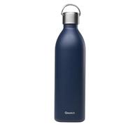 Qwetch - Bouteille Isotherme Active Bleu Marine 1L - Gourde avec Anse Inox Recyclé - 24h Froid et 12h Chaud - Etanche & Compacte