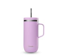 QWETCH - Cold Cup 600ml avec Poignée et Paille - 24h Glacé & 12h Froid - Lavande - Gourde Isotherme en Inox, Tasse Thermo Café