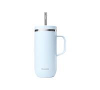 QWETCH - Cold Cup 600ml avec Poignée et Paille - 24h Glacé & 12h Froid - Pastel Bleu - Gourde Isotherme en Inox, Tasse Thermo Café