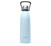 Qwetch - Grande Bouteille Isotherme - Flowers Bleu 1,5L - 48h Froid et 16h Chaud - Etanche & Sans BPA - Gourde Inox avec Poignée de Portage - Thermos isotherme pour Pique-nique, Camping, Famille