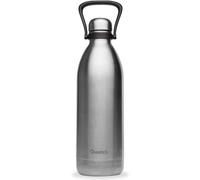 Qwetch - Grande Bouteille Isotherme - Inox Brossé 2L - 48h Froid et 16h Chaud - Etanche & Sans BPA - Gourde Inox avec Poignée de Portage - Thermos isotherme pour Pique-nique, Camping, Famille