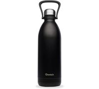 Qwetch - Grande Bouteille Isotherme - Noir 2L - 48h Froid et 16h Chaud - Etanche & Sans BPA - Gourde Inox avec Poignée de Portage - Thermos isotherme pour Pique-nique, Camping, Famille