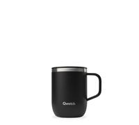 QWETCH - Mug Isotherme Inox Recy vec Anse - Noir 350ml - Tasse Isotherme Café & Thé - 6h Chaud & 12h Froid - Bouchon Coulissant Anti-Éclaboussures & Compatible Infuseurs