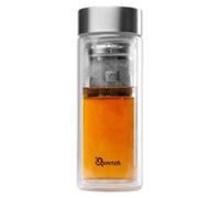 Qwetch Théière En Verre À Double Paroi Et Acier Inoxydable Brossé 430ml 1 Pièce