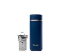 Qwetch - Théière Isotherme Nomade 400ml - Infuseur avec 2 Filtres - 12h Chaud / 24h Froid - Étanche, Réutilisable & Durable - Pour Thé, Café, Tisane, Fruits (Bleu Nuit)