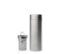 Qwetch - Théière Isotherme Nomade 400ml - Inox Brossé - Infuseur avec 2 Filtres - 12h Chaud / 24h Froid - Étanche, Réutilisable & Durable - Pour Thé, Café, Tisane, Fruits