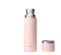 Qwetch - Thermo Isotherme Rose Pastel 750ml - Thermo avec Gobelet Inox Recyclé - 24h Froid et 12h Chaud - Etanche & Idéale pour Café et Thé