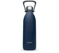 Qwetch Bouteille isotherme TITAN – double paroi en inox, poignée, 1,5 L, Granit bleu nuit