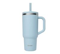QWETCH Travel Cup Isotherme 900ml Étanche avec Paille Rabattable - Mug Isotherme Inox Recyclé avec Anse - Garde 48h Glacé / 12h Froid - Tumbler Isotherme - Gourde Compatible Porte-Gobelet - Bleu