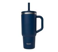 QWETCH - Travel Cup Isotherme - Inox Recy leu Nuit - Mug Isotherme Tumbler Thermos Gourde Avec Paille Rabattable Étanche, Anse, Porte-Gobelet, Bureau, Sport, Cup Isotherme, 900 ml