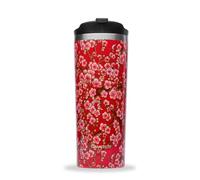 Mug de voyage - Qwetch Travel Mug Flowers - 470 ml - Rouge - 100% étanche - Double paroi inox 304