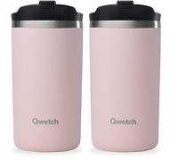 QWETCH - Travel Mug Isotherme - Rose Pastel 350ml - Thermo Café & Thé en Inox - 6h Chaud et 12h Froid - Étanche, Mug de voyage (Lot de 2)