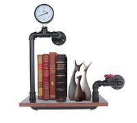 QWMEIYOU Étagère murale industrielle en acier et bois massif - Étagère suspendue de style loft avec support tubulaire, étagère flottante pour salon, cuisine, salle de bain, montage mural facile, 40 x