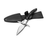 QWORK® 1 Pièces Couteau huitre, couteau d'écaillage d'huîtres avec gaine en cuir, lame en acier inoxydable, with Premium Wooden Handle