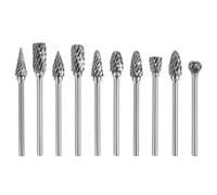 QWORK® 10 Pcs Fraises Rotatives à Double Coupe, Fraise Carbure 3mm Tige 6 mm Tête pour la Menuiserie et la Ferronnerie