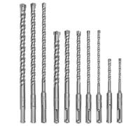 QWORK® 10 pièces coffret de forets SDS Plus, pour béton, brique et pierre avec conception à 4 tranchants, Ø 5, 6, 8, 10, 12 mm, longueur 110 mm, 160 mm, 210 mm