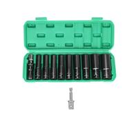QWORK® 11 Pièces Douilles à Chocs 1/2 Pouce avec Adaptateur Douille, Coffret Douille Hex Longue 10/12/13/14/15/16/17/19/22/24 mm en acier CR-V de Qualité Supérieure