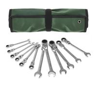 QWORK® 12 Pièces Clés à Cliquet liquet 8 à 19 mm à Tête Réglable liquet à 72 Dents, Clés Mixtes en Acier au Chrome Vanadium