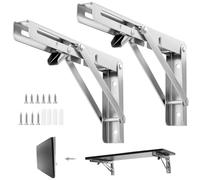 QWORK® 2 pièces 250mm support pliant robuste en acier inoxydable, support pliant peu encombrant pour établi de bricolage, capacité de charge 150kg