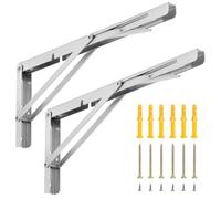 QWORK® 2 pièces 400mm support pliant robuste en acier inoxydable, support pliant peu encombrant pour établi de bricolage, capacité de charge 150kg