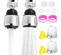 QWORK® 2 Pièces mousseur robinet, économiseur d'eau réglable 360° pour robinet de cuisine, mousseur robinet 2 modes avec connecteurs universel