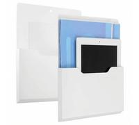 QWORK® 2 pièces porte-documents magnétique, porte-stylo magnétique, porte-brochures mural A4, pour bureau, école et maison, blanc