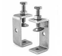 QWORK 2 Pièces Serre Joints C, Pince C Robuste, Acier Inoxydable 304, Pour Travail Bois Bricolage, Soudage, l'Ébénisterie, Couleur Argent, Style 1