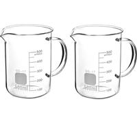 QWORK® 2 pièces verre borosilicaté verre doseur 500 ml avec poignée