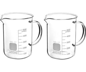 QWORK® 2 pièces verre borosilicaté verre doseur 500 ml avec poignée