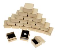 QWORK® 24 Pièces Boîtes à Bijoux en Carton Kraft 5x5x3cm, Boîtier avec Mousse Amovible pour Bagues, Boucles d'Oreilles & Petits