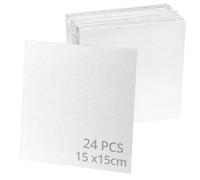 QWORK® 24 Pièces toiles à peindre, 15x15cm 3 mm d'épaisseur mini toile, pour peinture acrylique et huile